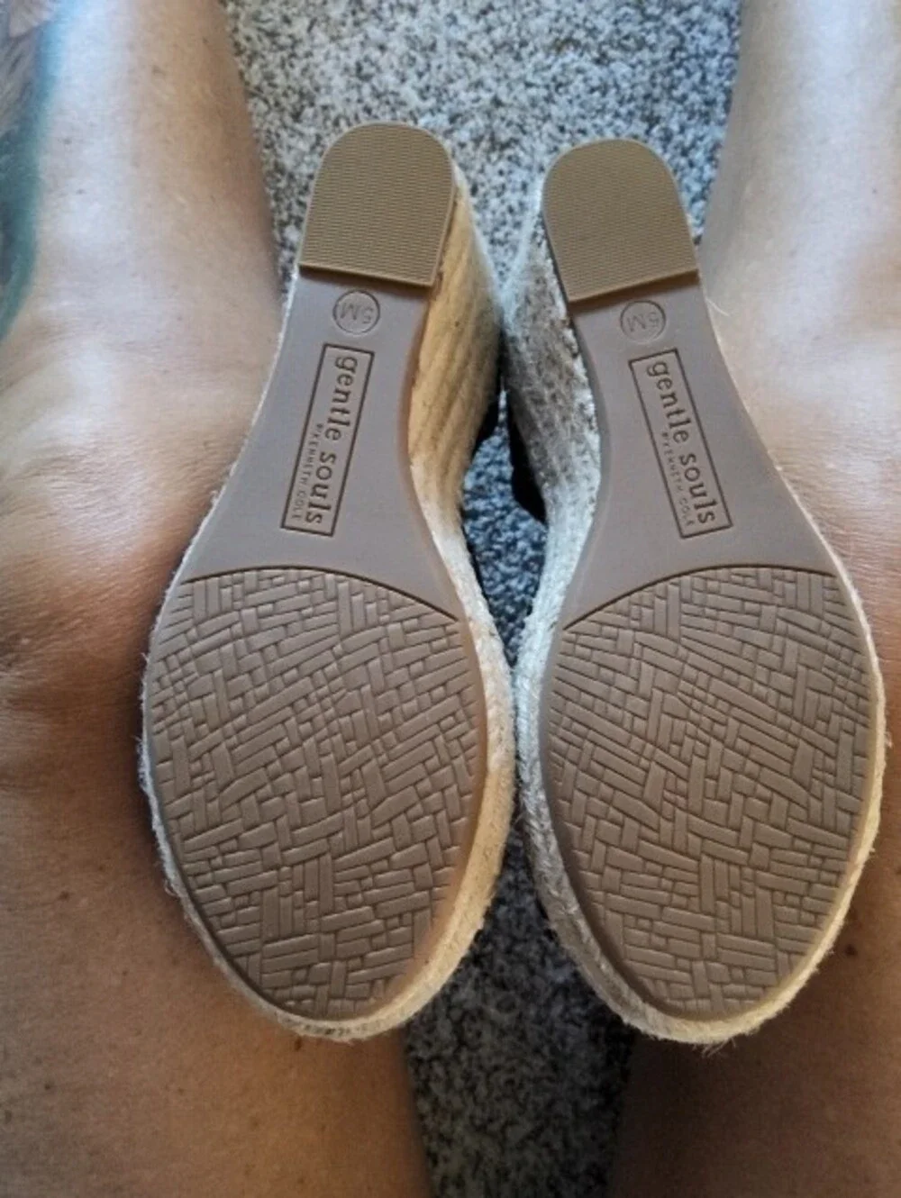 Gentle Souls Black Brand, Open-Toe Espadrille Sandals/Crossover Elastic Strap